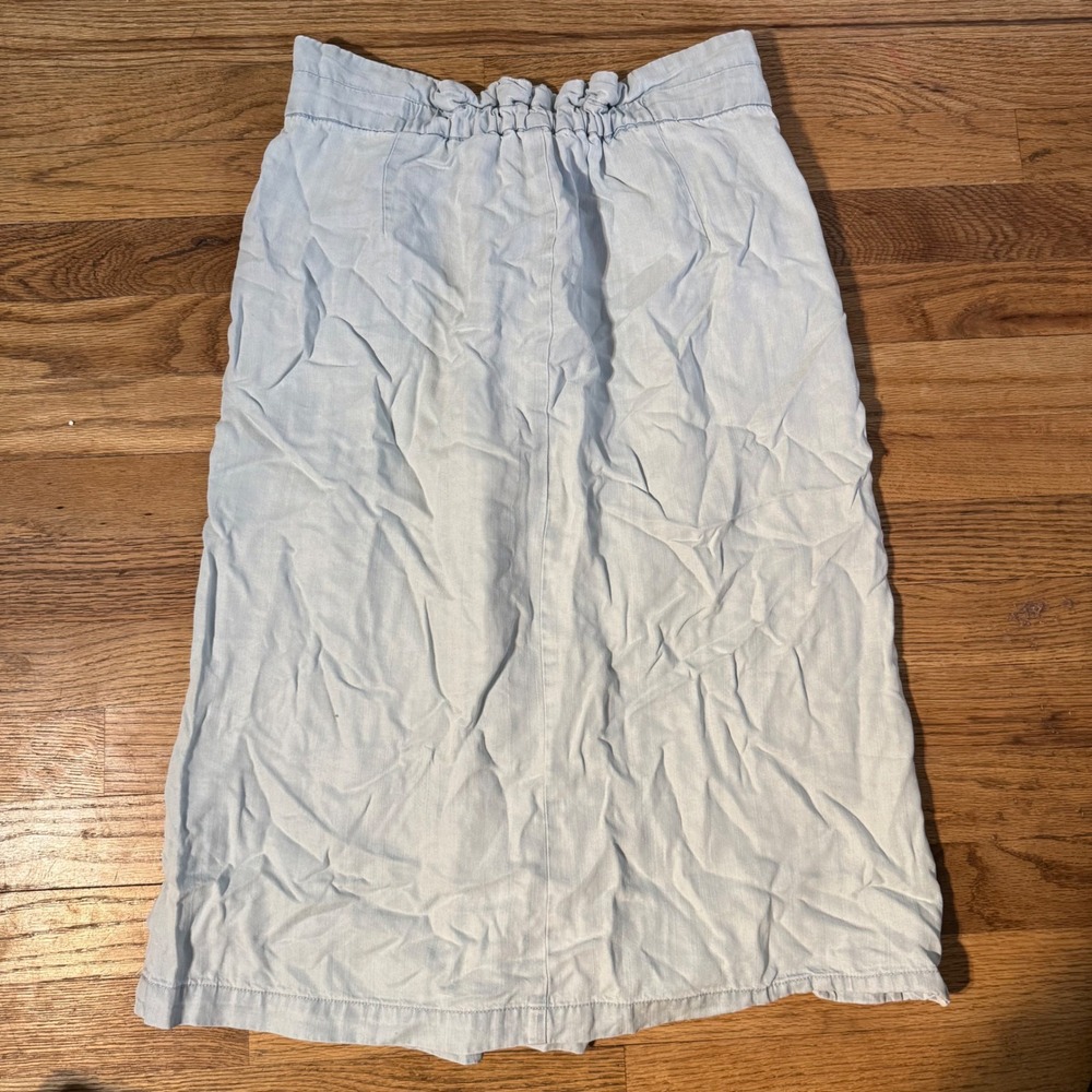 Light Blue Midi Skirt with Tie Waist - Picture 3 of 7